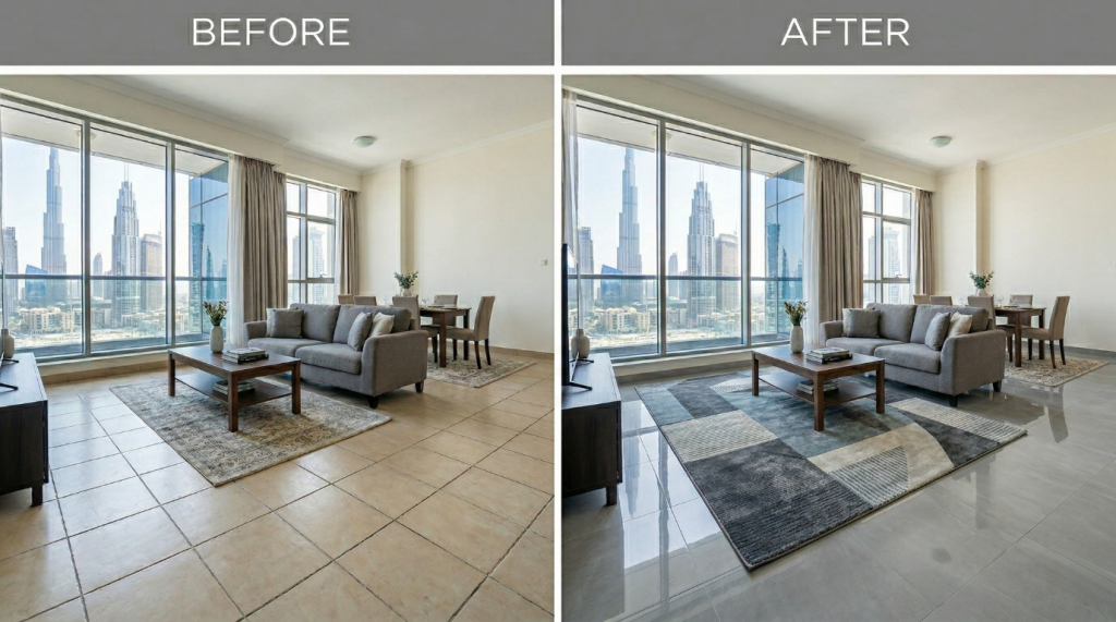 Business Bay Apartment large format porcelain